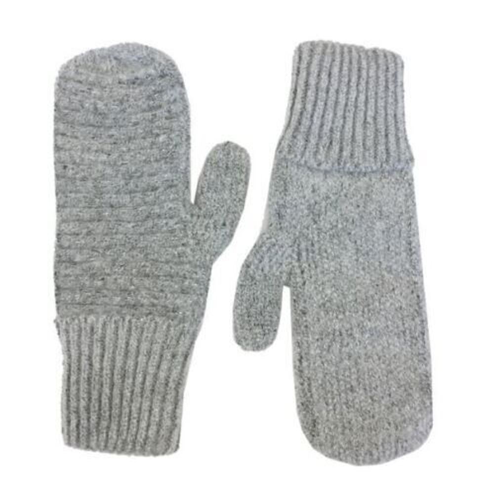 Sole Society Women's Mittens with Lurex Light Grey & Silver Metallic One Size